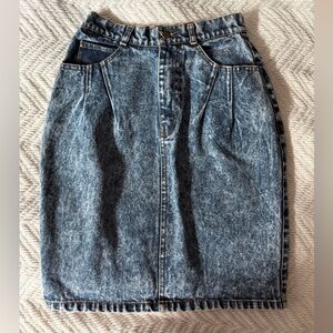 Rare BLACK CAT acid wash 1980s denim skirt - 26